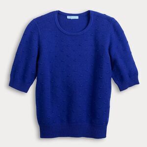 Nwt Draper James Blue Textured Bobble Short Sleeve Sweater